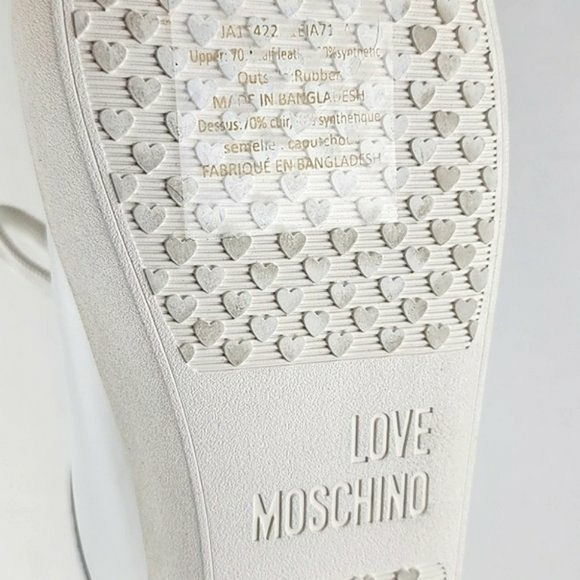 Love Moschino Women's White Black Leather Low Top Sneakers Logo Heart Sz 10/ 41 - Picture 11 of 16